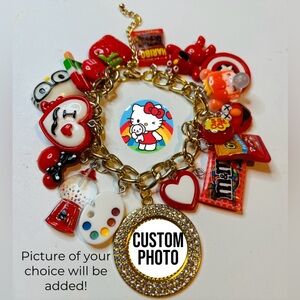 Gold Charm Chain Bracelet with Photo Charm
